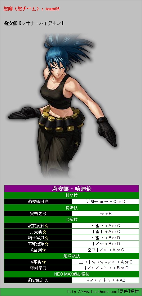 拳皇13(kof 13)全部人物出招表(包含boss)[多图]