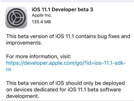 iOS11.1 Beta3修复了哪些bug iOS11.1 Beta3更新修复问题一览